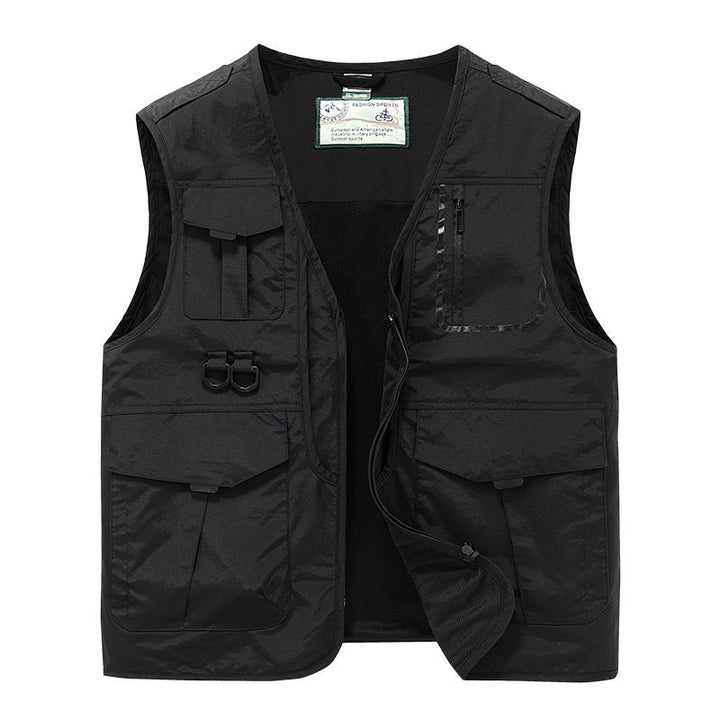 Herr Multifunctional Utomhus Utility Väst med Multi-Pockets, Mesh Foder och D-Rings