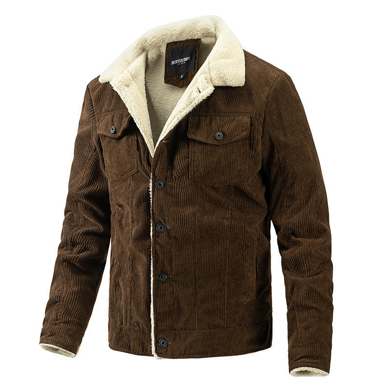Herr Vintage Manchester Jacka i Trucker Stil med Sherpa Foder och Bröst Lock
