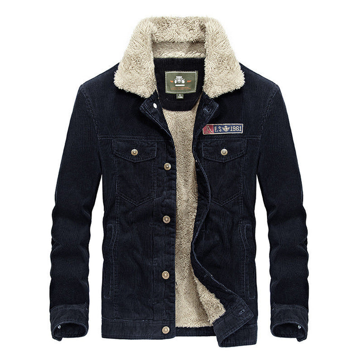 Herr Manchester Trucker Jacka med Teddyfoder och Patch Breast Fickor