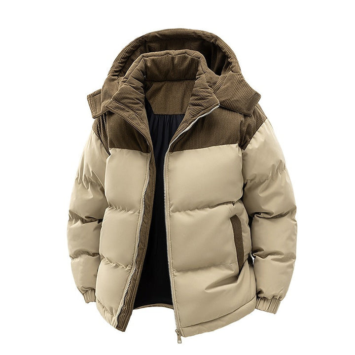Dam Thermo Puffer Kort Jacka med Cord Shoulder och Huva Krage