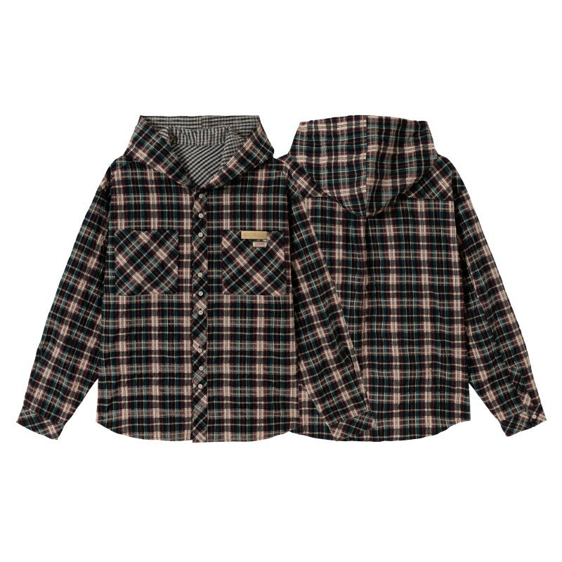Unisex Oversized Check Flanell Skjorta med Bröst Fickor