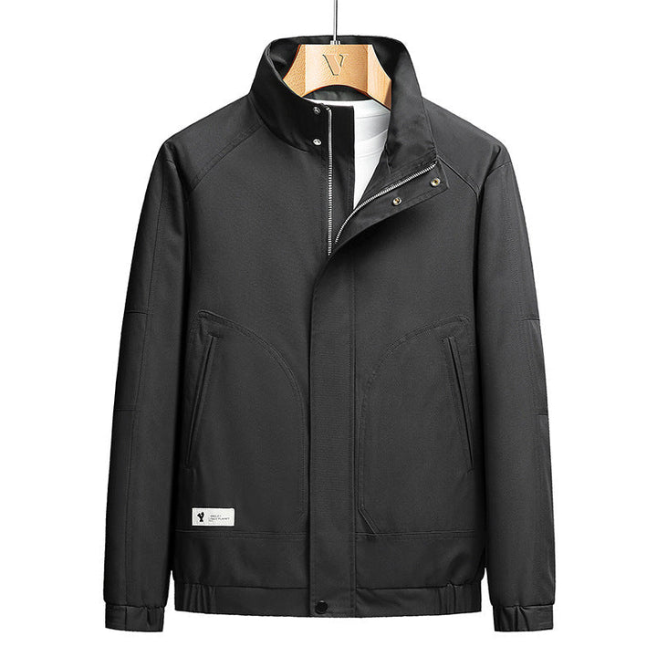Herr Lätt Softshell Övergång Jacka i Utility Minimal Stil med High-Standing Krage och Dold Dragkedja