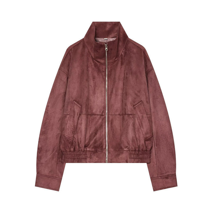 Dam Lätt Vadderad Windbreaker med Stå Krage och Prickig Prick Tryck