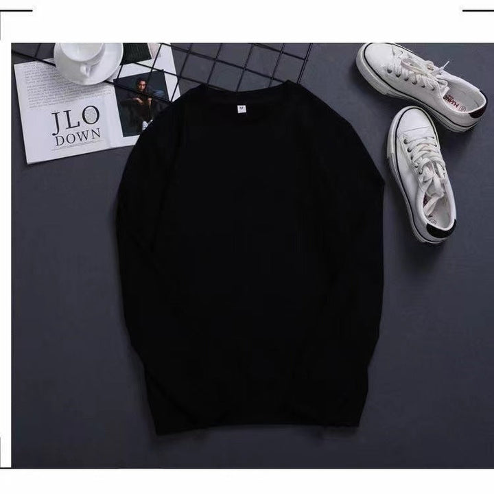 Herr Fin Crew Neck College-Tröja Gjord av Bomullsblandning med Ribbstickade Muddar