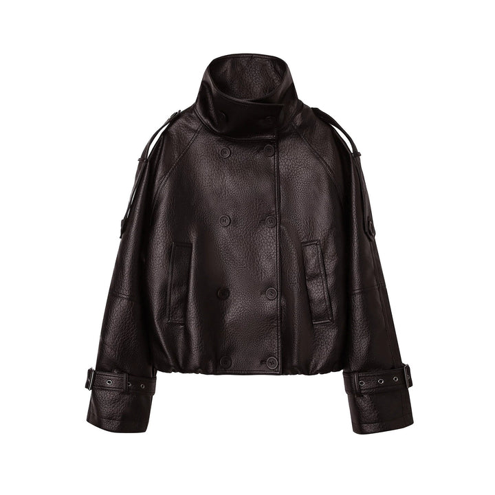 Dam Modern Oversize Läder Jacka