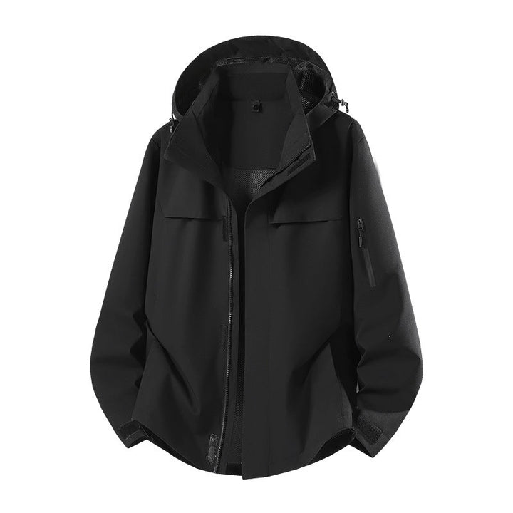 Herr Lätt Water-Repellent med Huva Softshell Övergångsjacka med Mesh Foder &amp; Utility Fickor