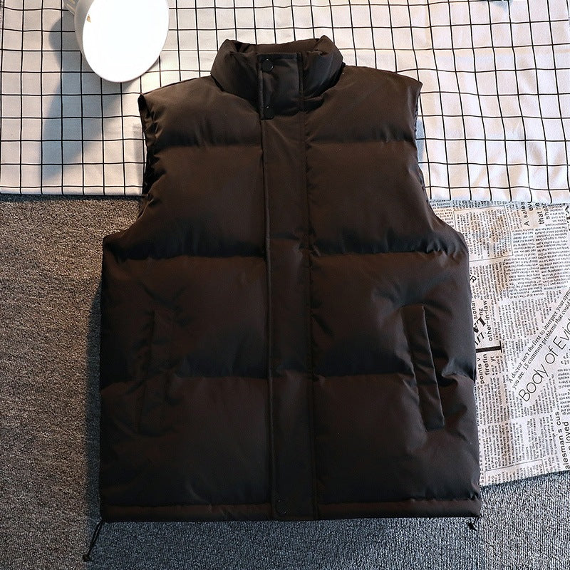 Herr Quiltad Vadderad Gilet med Hög Ståkrage, Dold Zip och Dragsko Fåll