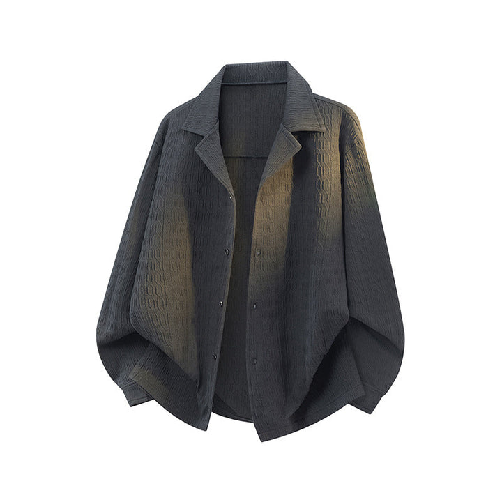 Dam Lightly Structured Oversize Skjortjacka med Lapel Krage &amp; Press Knapp Front