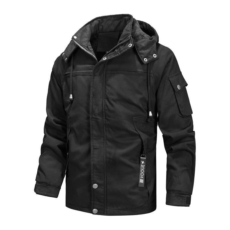Herr Robust Vinter Parka i Urban Utility Stil med Fleecefodrad Krage och Multifunctional Fickor