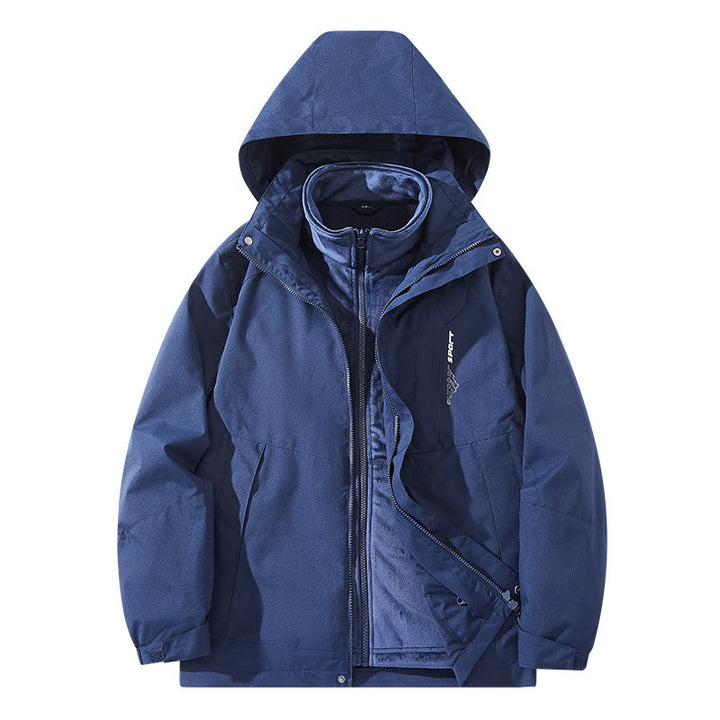 Herr vattenavvisande two-lager trekking jacka med avtagbar fleece inner jacka och huva