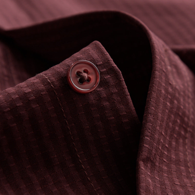 Herr Strukturerad Överskjorta Tillverkad av Andningsbar Bomullsblandning med Fin Stripe Relief och Bröstficka