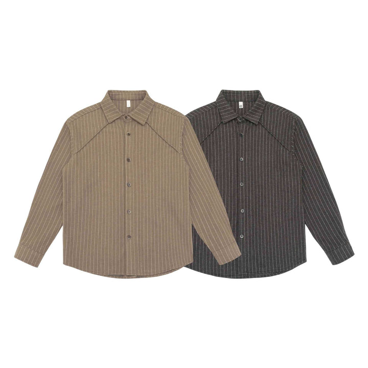 Dam Oversized Skjorta Jacka med Distinctive Axel Yoke och Pinstripes