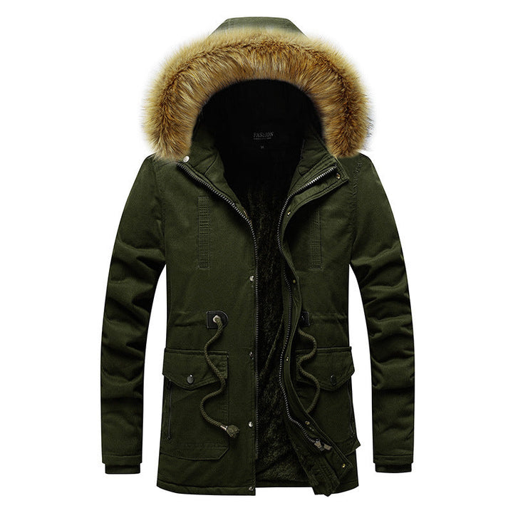 Herr Vinter Parka med Faux Fur Huva och Teddyfoder