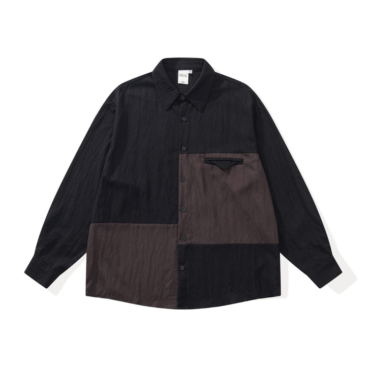 Unisex Oversized Skjorta Jacka i Patchwork Design