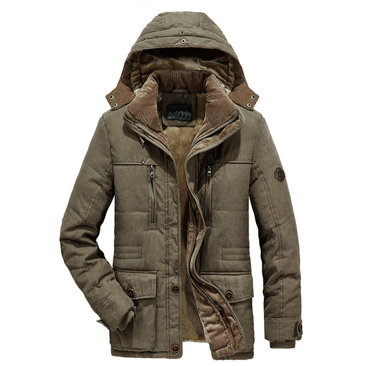 Herr Isolerad med Huva Field Jacka med Manchester Foder, Quiltad Termisk Insulation och Multifunctional Fickor