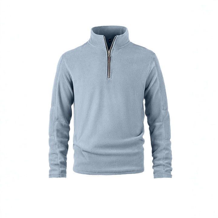 Herr Fleece Pullover med Halv Dragkedja och Ståkrage