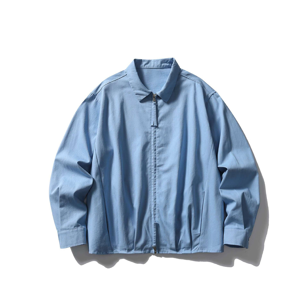 Unisex Lätt Oversized Blouson Jacka med Halv Dragkedja och Kent Krage