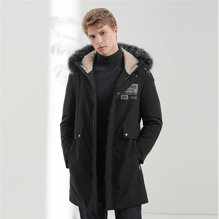 Herr Urban Vinter Parka med Uttagbar Faux Fur Huva, Termiskly Insulating Quiltad Foder, och Dold Dragkedja