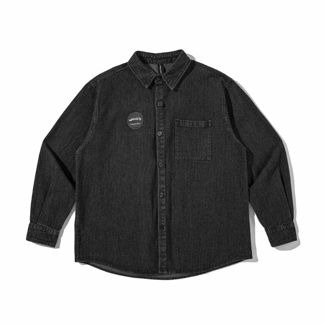 Herr robust Cord overshirt i Worker Stil med bröstficka