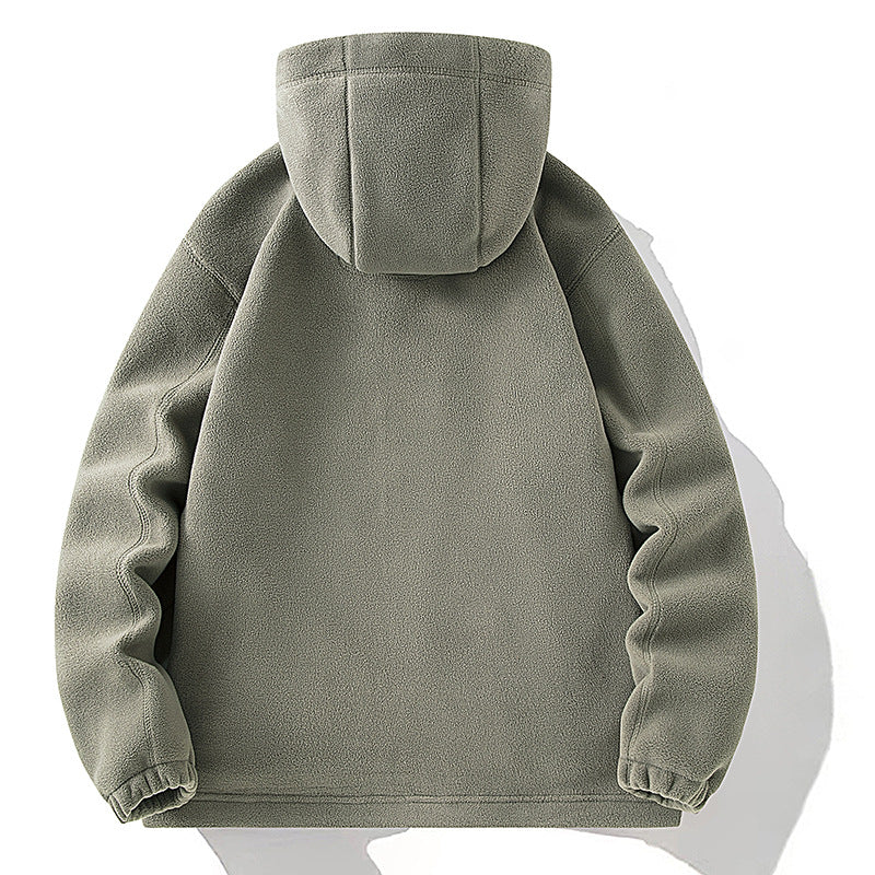 Herr Fleece Jacka med Hög Krage, Brushed Inner Side och Concealed Dragkedja Fickor