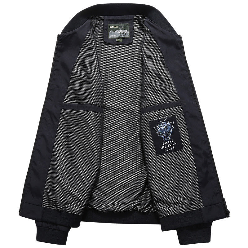 Herr lätt urban Windbreaker Jacka med meshfoder, Broderad Patchar och fickor med dragkedja