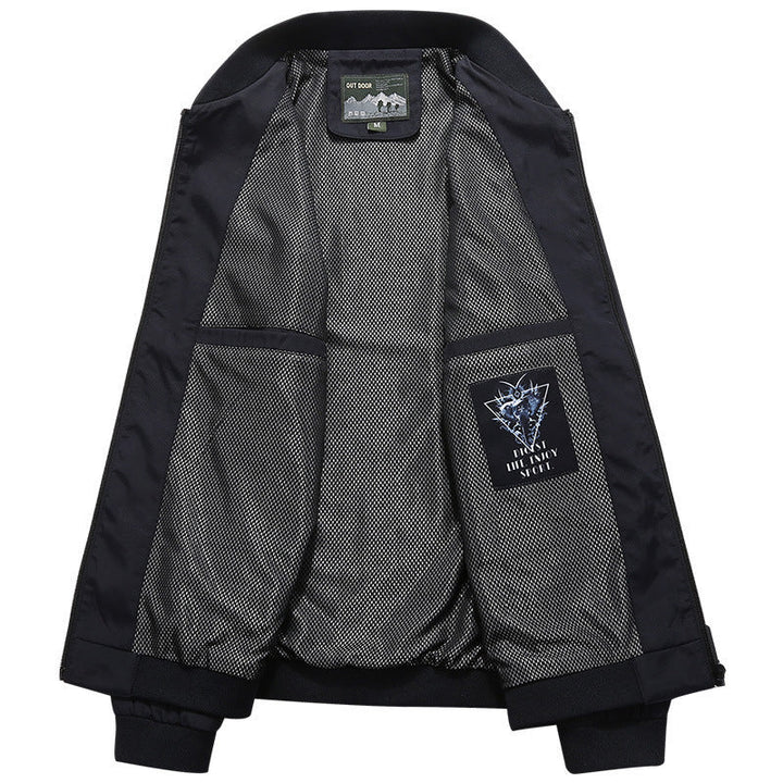 Herr lätt urban Windbreaker Jacka med meshfoder, Broderad Patchar och fickor med dragkedja