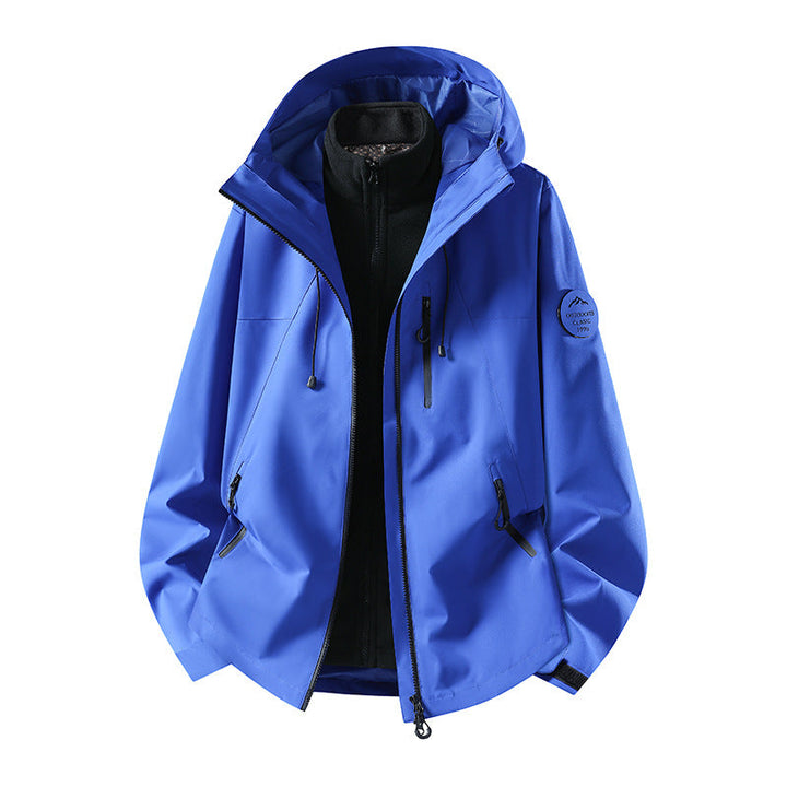 Herr Two-Piece Vattentät Frilufts Jacka med Avtagbar Fleece Inner Jacka och Tätad Sömmar