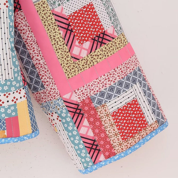 Dam Patchwork Kimono Jacka med Loose Kort Silhuett