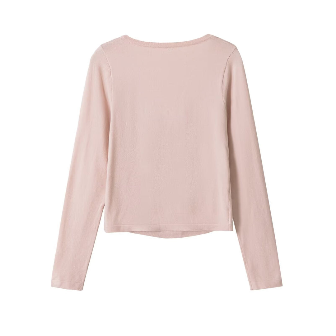 Dam Fine Knapp Jacka med Lace Detail och Boat Neck