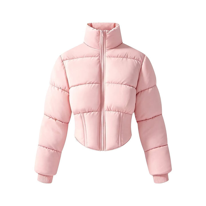 Dam Kort Skärning Quiltad Jacka med Fitted Corset Section
