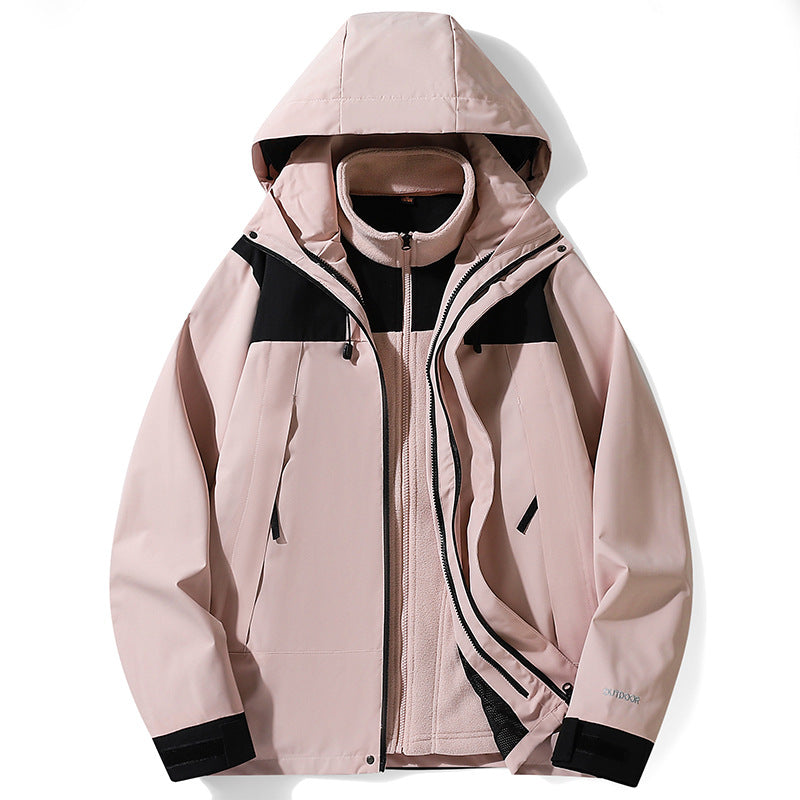 Dam multifunctional softshell jacka med avtagbar fleece foder, vindtät outer shell och justerbar huva