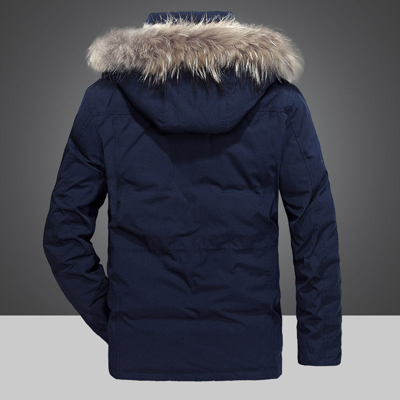 Herr Termisk Parka med Huva och Faux Fur Trim, Vattenavvisande och Multifunctional