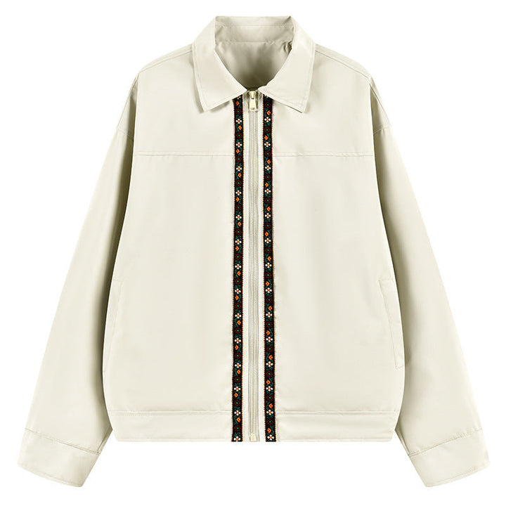 Herr Lätt Övergångsjacka med Skjortkrage, Dragkedja &amp; Embroidered Fram Slå