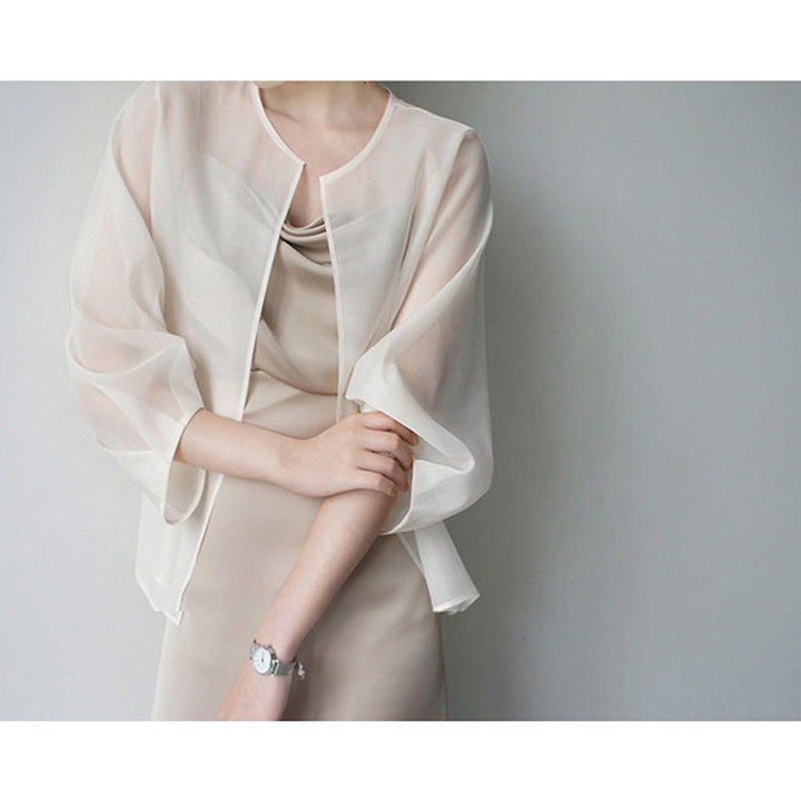 Dam elegant chiffong jacka med Flared ärmar