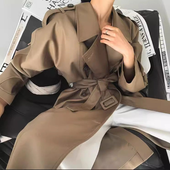 Dam modern konstläder trenchcoat