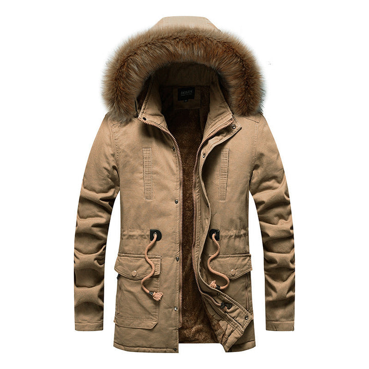Herr Vinter Parka med Faux Fur Huva och Teddyfoder