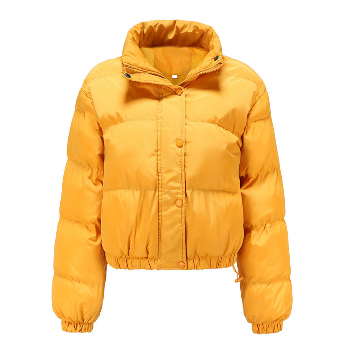Dam kort quiltad vinterjacka med ståkrage och drawstring