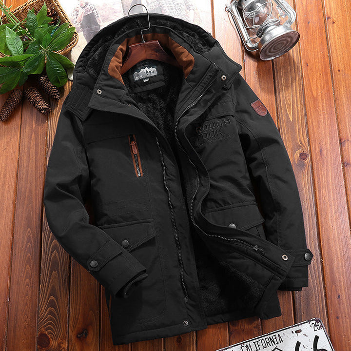 Herr Warming Canvas Fält Parka med Teddyfoder, Huva, och Multifunctional Utility Fickor