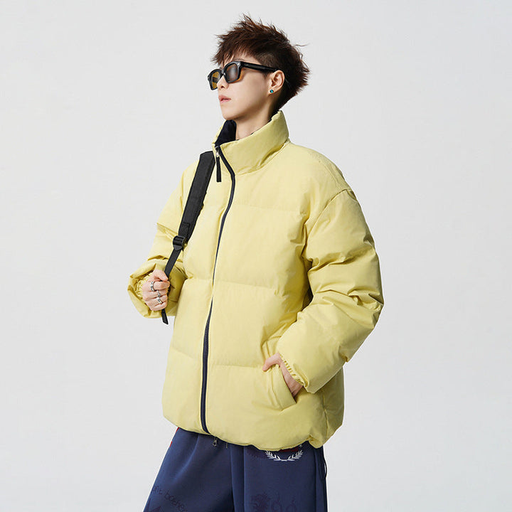 Herr Short Skärning Oversized Quiltad Jacka med Hög Krage