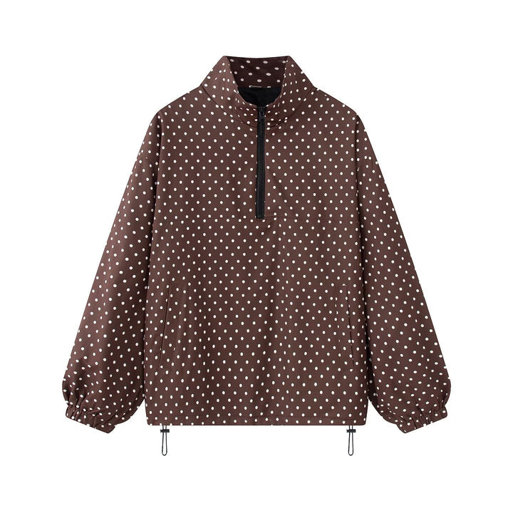 Dam Prickig Prick Lätt Anorak med Half Dragkedja, Kangaroo Ficka och Drawstring
