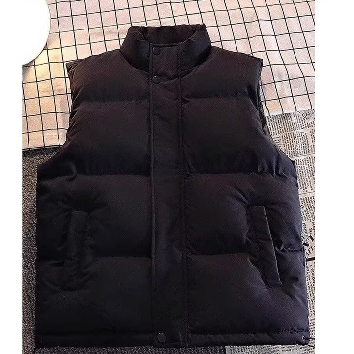 Herr vadderad Sleeveless quiltad väst med ståkrage och Dold Tryckknapp Knäppslå