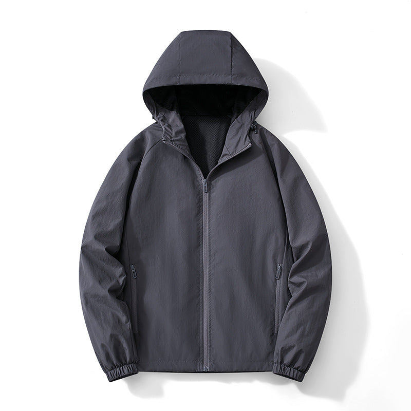 Herr Ultralight med huva Windbreaker med ventilerande meshfoder och dold dragkedja