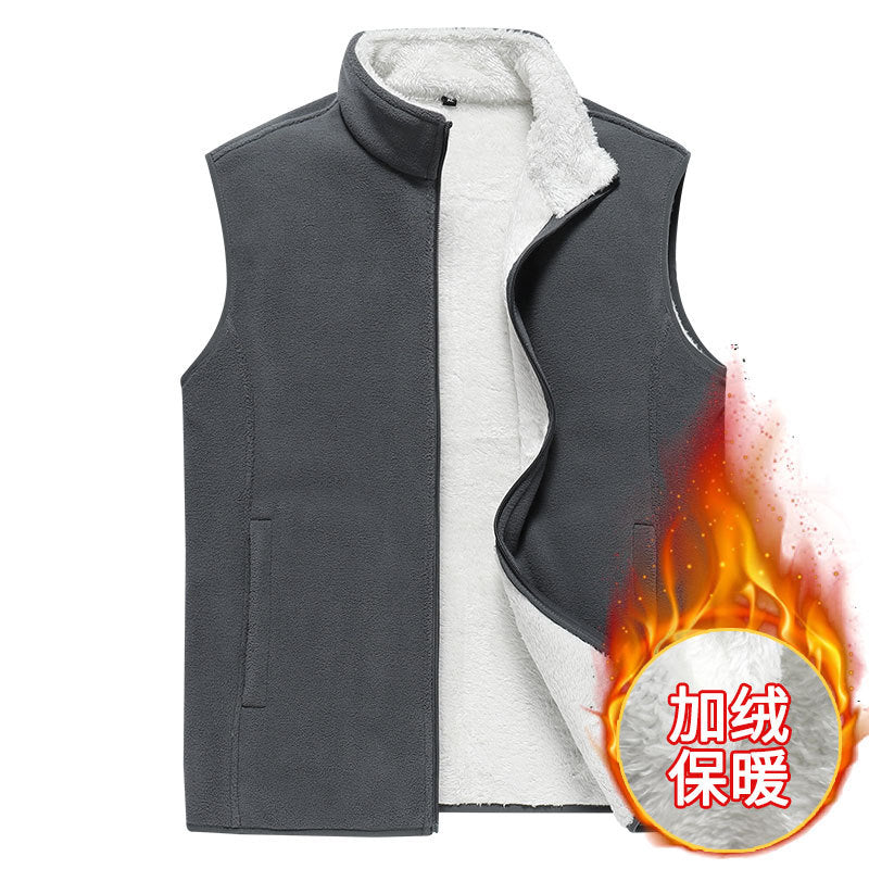 Herr Sleeveless Microfleece Väst med Stående Krage och Dold Two-Way Zip