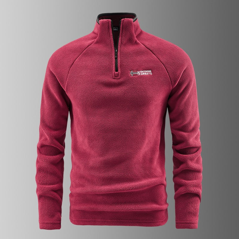 Herr Fleece Halv Dragkedja Pullover med Ståkrage och Andningsbar Thermofleece