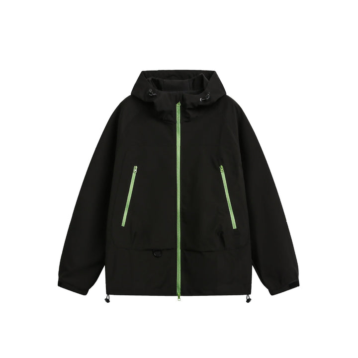 Dam Vattentät Softshell Regnjacka med Huva, Adjustable Fåll och Contrasting Dragkedjor