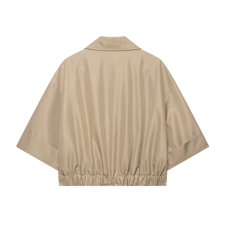 Dam Kort Skärning Trench Cape med Double-Breasted Knapp Knäppning och Half-Length Ärmar