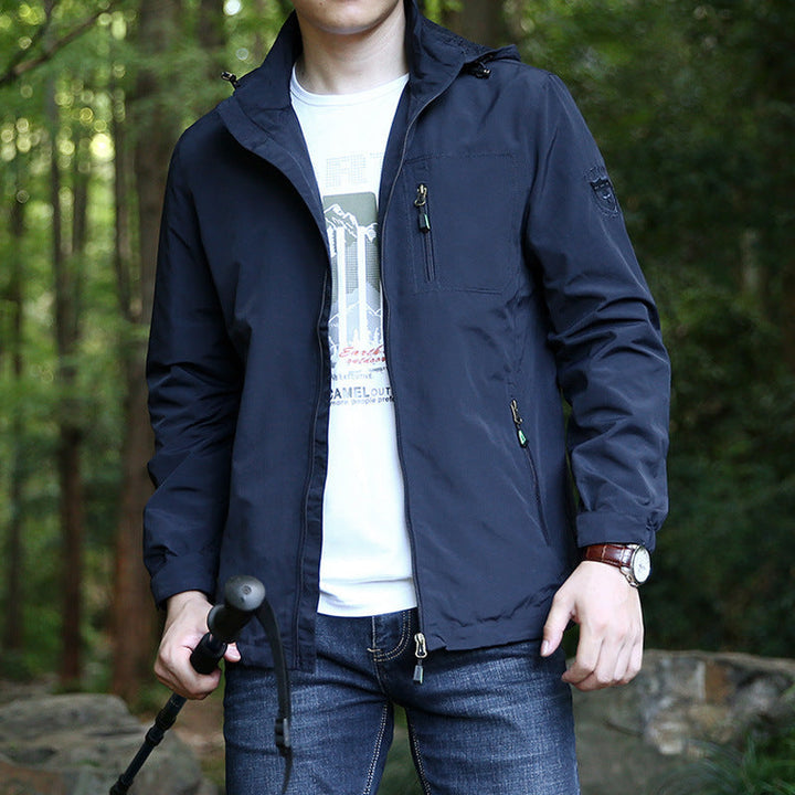 Herr Vindskyddande Softshell Termisk Jacka med Fleecefoder och Huva