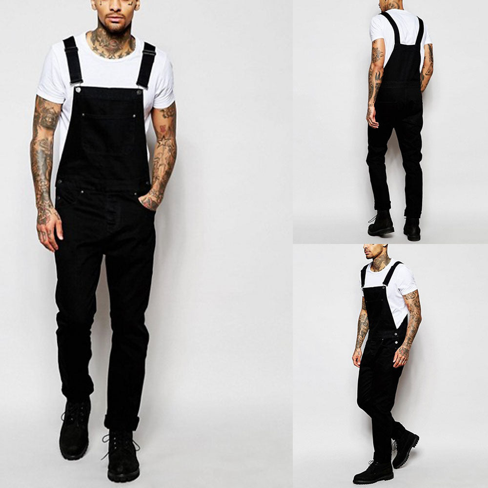 Herr casual Denim Overalls med Justerbar Straps och modern Passform