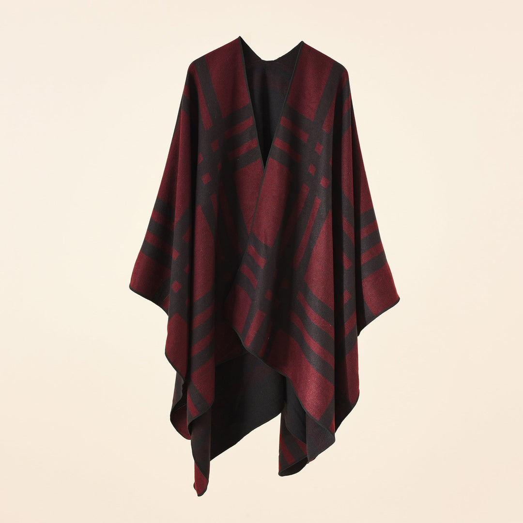 Dam Fine Jacquard kimono Cape med kontrasterande Overlock Edge