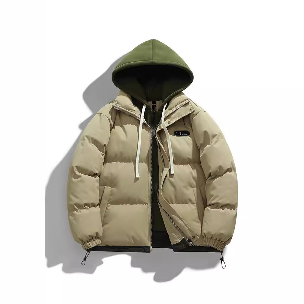 Herr Two-lager quiltad Jacka med Avtagbar Fleece Huva och Värmande Isolering